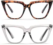 Womens Chic Oversized CatEye Blue Light Blocking Reading Glasses Big Eyeglass Frames Large lens Computer Readers