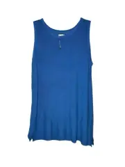 NEW Chico's Sleeveless Pebble Knit Sweater Brilliant Blue Size 3 Split Hem Plus