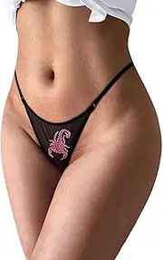 [GRRKDFQ] Women'S Nightwear, Lingerie & Underwear G-String Briefs Embroidery Thong Underwear See-Through Mesh Exotic Panties