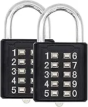 MIONI Guard Security 10 Digit Push Button Combination Padlock, 5 Digit Locking Mechanism, (2 Pack)