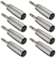 8 Pack 3pin XLR Male to 1/4" Male TRS Stereo Microphone Audio Adapter Coverter