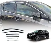 OAD4X4 Weathershields Compatible with Nissan Qashqai J12 Series 2022-Onwards, Stainless Edge Weather Shields Window Visors Wind Deflectors Sun Rain Guard 6PCS Set