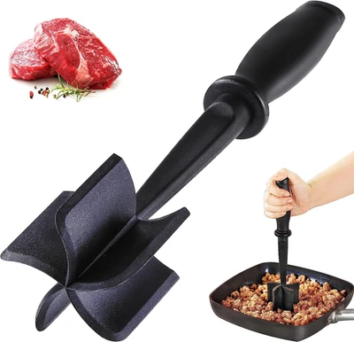 Meat Chopper Masher Ground Beef and Hamburger Meat, Heat Resistant 5 Curved Bla