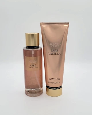 Victoria's Secret Bare Vanilla Body Mist Spray & Body Lotion New Set of 2