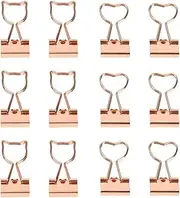 Cute Cat Binder Clips Metal Paper Clamp Rose Gold Small Heart Paper Clips Office Supplies Paper Clip Holders for Reading School Home Cat Lovers Gifts 12 PCS