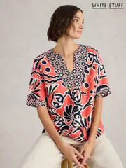 White Stuff Red Ash Linen Blend Top (F76021) | $136