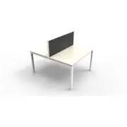 RAPIDLINE RAPID INFINITY PROFILE LEG WORKSTATION Double Sided With Screen 2 Person W1800 x D1400 x H1200mm Natural White with Cable Entry Holes