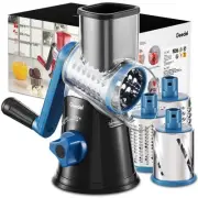 Rotary Cheese Grater & Mandoline Slicer with 3 Blades for Veggies & Nuts, Black