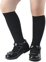 [Thread Linens] Kids Socks Cotton Knee High Plain Socks Value Pack 3 Pairs Long Socks