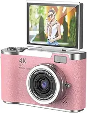 4K Digital Camera for Photo, Portable Retro Camera with Flip Screen, Compact Retro Camera for Outdoor (Pink 1 Set)