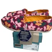 TOMS Alpargata REPREVE Dark Fuchsia Slip On SHOES Blooms Quilted Knit 6.5 NWT