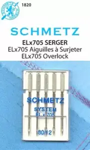 5PK SCHMETZ SERGER OVERLOCK ELX705 SEWING MACHINE NEEDLES 12/80 PART# S-1820