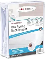 Guardmax Zippered Box Spring Encasement - 100% Waterproof Box Spring Protector - Blocks Out Dirt, Dust, BedBugs, and Moisture - Hypoallergenic and Noiseless (Queen 60" x 80" x 10")