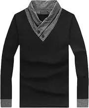 [DGKaxiyaHM] Men's Slim V-Neck Pullover T-Shirts Cotton Casual Long Sleeves Shirts Breathable Soft Button Thin Shirts