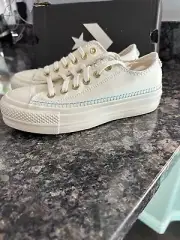 Converse Chuck Taylor All Star Lift Platform Craft Stitch 'Egret' - A08732C Sz 6