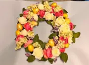 Pier 1 Imports Spring Easter Elegant Floral w/ Eggs Wreath 22" New