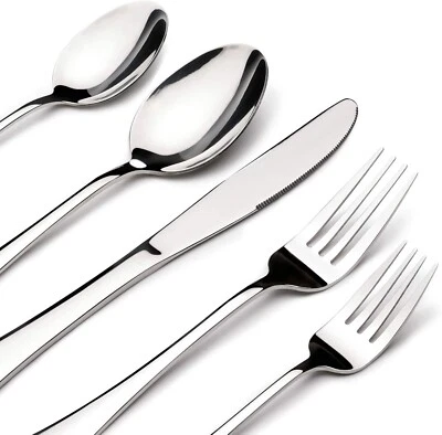 Silverware Set for 8 – 40-Piece Stainless Steel Flatware, Steak Knives