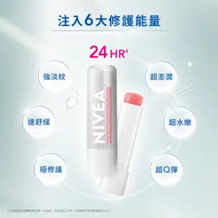 (2入組)【NIVEA 妮維雅】5D玻尿酸修護精華潤唇膏(透明無色/裸透玫瑰)5.2g (護唇膏/5D護唇膏)