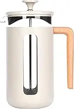 La Cafetiere Pisa Cafetiere 8 Cup 1.0L | Stylish Borosilicate Glass French Press with Wood Handle|Cream