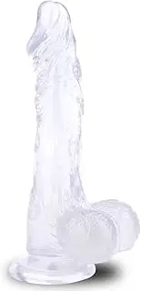 9 Inch Realistic Dildo Sex Toys - Clear Dildos Adult Toy with Suction Cup Hands Free for G Spot Anal Stimulation, Silicone Thick Penis for Women Men, Adult Toys for Beginner and Couple
