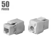 50x CAT6 RJ45 Keystone Jack Tool Less Snap In 180 Degree Ethernet Network White