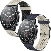 [CHULN] Pack of 2 straps compatible with Xiaomi Mi Watch/Xiaomi Watch S1 Pro/S1 Active/S1/S2/S3/2/2 Pro/Xiaomi Mi Watch Colour Sport, 22 mm Sports Soft Silicone Replacement Strap for Xiaomi Mi Watch
