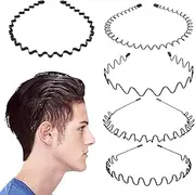 Metal Hair Band for Men Women, Unisex Wavy Headbands for Outdoor Sporters, Simple Elastic Non Slip Hair Accessories for Men Women(COLOR:black)