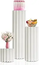 3 Pcs Cylinder Stands for Party White Cylinder Pedestal Stand for Display Foldable Cardboard Column Cylinder Table for Parties Baby Shower Birthday Wedding Pillar Display Decoration Diameter 7.87 Inch