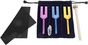 ETERMETA Angel Tuning Forks Set - 4096 Hz, 4160 Hz, 4225 Hz for Musical Instrument, with Silicone hammer and Soft Storage Bag, Colored
