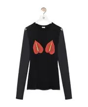 Anthurium top in semi sheer mesh S,M Black
