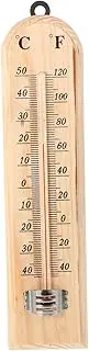 NOLITOY Wine Cellar Thermometer Outdoor Thermometer Window Temperature Indicator House Temperature Gauge Indoor Outdoor Temperature Measure Gauge Door Temperature Gauge Wooden Light Brown