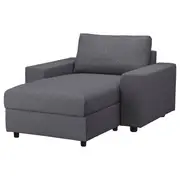 VIMLE chaise longue, with wide armrests/Gunnared medium grey