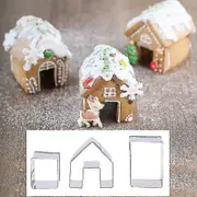 Mini Gingerbread House Cookie Cutter Set 3 Pieces Stainless Steel Biscuit