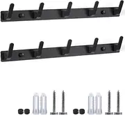 iDopick 2 Pack Coat Rack Wall Mount Coat Hanger 5 Hooks Modern Heavy Duty Hanging Rack Metal Bathroom Hook for Hats Kids Clothes Bags Purses Caps Closet