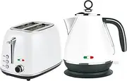 Vintage Electric 2 Slice Toaster & Kettle Combo Stainless Steel - White