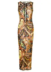 Jean Paul Gaultier Papillon Printed Lace-up Tulle Maxi Dress - Multicoloured - S (UK8-10 / S) S (UK8-10 / S)