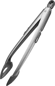 Zyliss Tongs Silicone Tipped, Locks Together for Easy Storage/Ideal for Home Cooking and BBQ, Stainless Steel/Silicone, Silver/Black, Dishwasher Safe