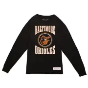 Baltimore Orioles Mitchell & Ness Cooperstown Black Arched Logo Slub Long Sleeve
