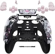 eXtremeRate Full Set Shell Buttons Touchpad Cover Compatible with p s 5 Edge Controller, Lovely Punky Bunny Replacement Decorative Trim Shell Front Back Plates Compatible with p-s-5 Edge Controller