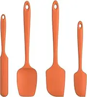 315℃ Heat Resistant Silicone Spatula: U-Taste High Heat Proof Flexible BPA-Free Non-Stick Bowl Scraper, Seamless Rubber Kitchen Utensils for Baking Cooking Mixing Cookware Set of 4 (Orange)