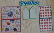 #2369 SCHOOL TIME PREMADE SCRAPBOOK PAGE MAT SET JUNK JOURNAL EPHEMERA- TONYA