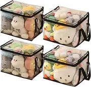 Clear Toy Storage Organizer Bags, Reusable Transparent PVC Travel Waterproof Zipper Bags for Organizing, Large Toy Organization Board game, Puzzle Storage Containers (4, Large)
