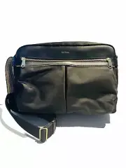 Paul Smith Black Leather Nylon Men’s Messenger Travel Bag