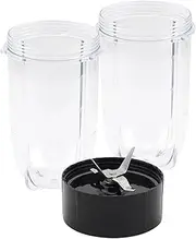 [DEMULAX] Replacement Cross Blade + 2Pcs 16Oz Cup Set, for Magic Bullet, Replacement Parts Compatible with 250W MB1001 Blender Blender Lid Blade