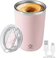 LIFEBEA Rechargeable Self Stirring Coffee Mug – Automatic Electric Mixer Cup with Lid, 304 SS, IPX6 Waterproof for Protein Powder, No-Lump, Portable Travel Mug - Pink