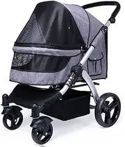 Large Dog Pram Stroller, Dog Stroller for Large Dogs, Pet Cat Stroller Travel Carrier for Two Cats and More, Breathable Oxford Cloth, Pushchair Aluminum Alloy Loading 30kg