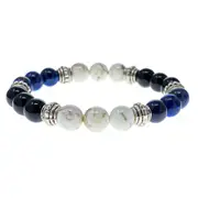 Being True to Yourself Healing Crystal Gemstone Bracelet - Handcrafted - Black Obsidian, Lapis Lazuli and Magnesite 8mm