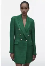 NWT ZARA STRUCTURED BLAZER DOUBLE BREASTED JACKET GREEN 2617 / 457 M