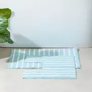 Seana Turquoise Stripe Contour & Bath Mat Pack [HABBSEANA24DIS]