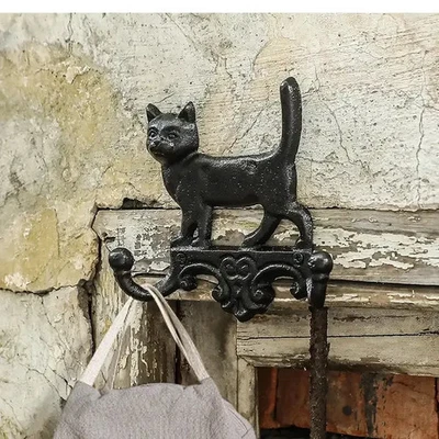 Cast Iron Kitty Cat Decorative Wall Hook Hanger for Home or Office